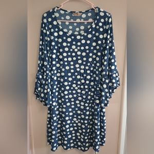 Women's mini polka dotted in blue & white dress L by sjs